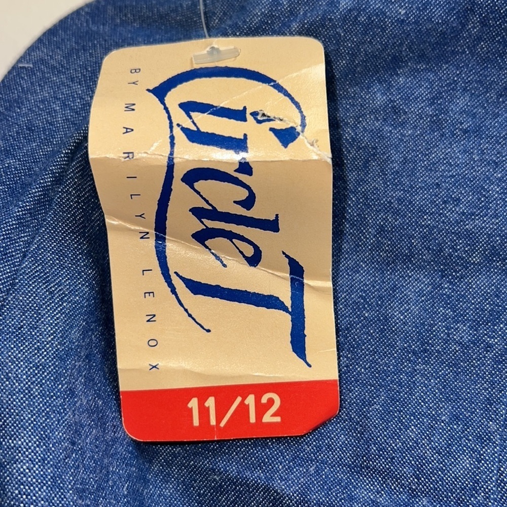 Circle T Vintage Denim Flutter Wrap Rainbow Embroidered Skirt Size 11/12 - Picture 4 of 7